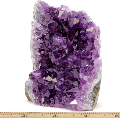 Amethyst Cluster Cut Base (Up to ½ Lb), Celestite, & Selenite Tower (3" Tall), Healing Crystal (3 Pc Set) Premium Grade A, Bohemian Home Décor, Natural Good Vibes, Metaphysical Info Cards