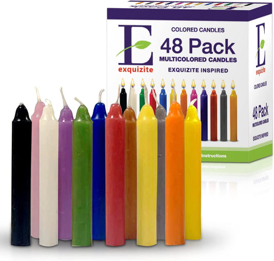 Spell Candles 48 Pack 4" Tall X 1/2" Dia, 12 Colors 4 Mini Candles 