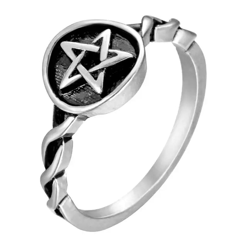 Todorova Retro Celtics Pentagram Star Pagan Ring, silver/gold