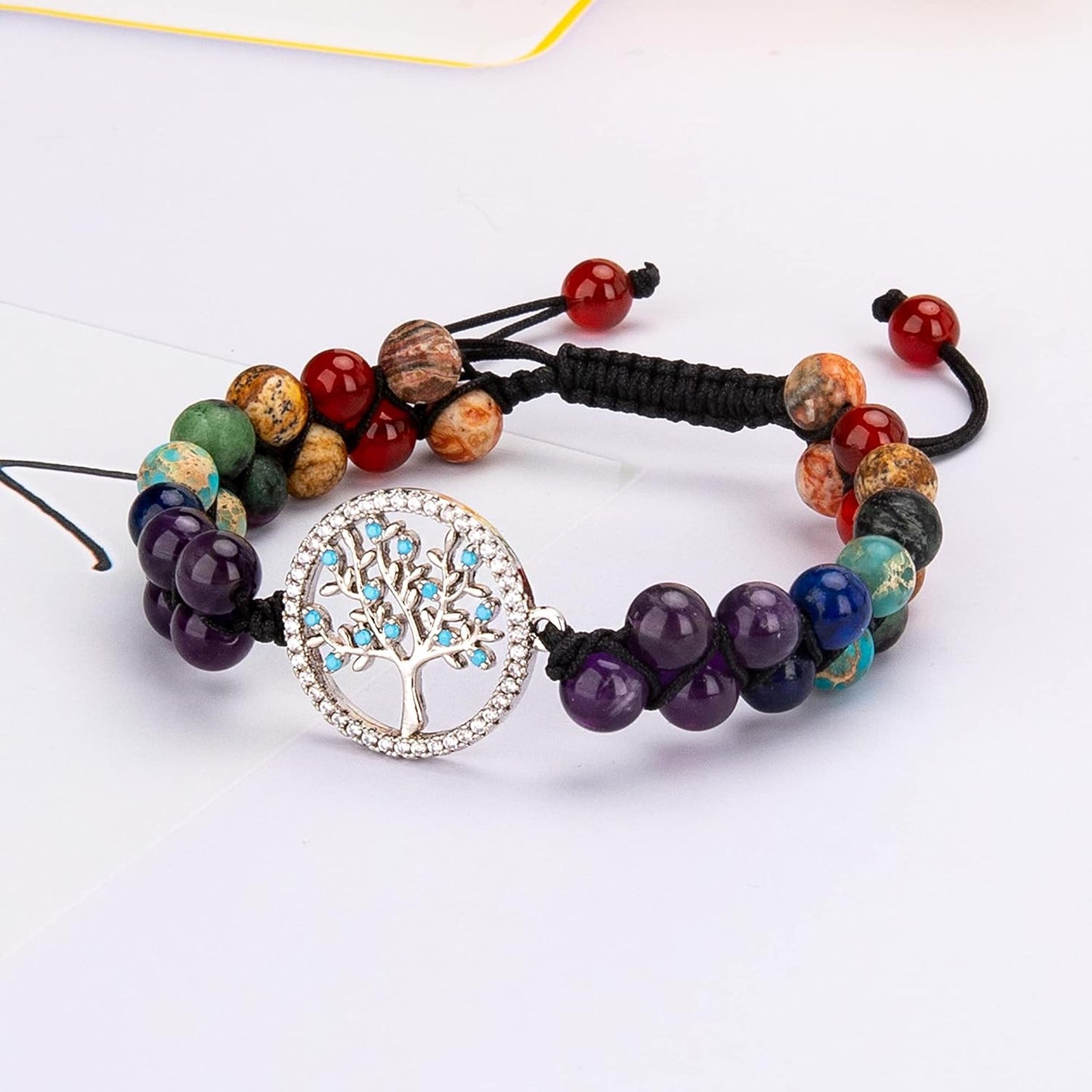 Chakra Bead Bracelets for Women - 8Mm 7 Chakra Healing Bracelet with Real Stones Anxiety Meditation Yoga Gemstone Jewelry