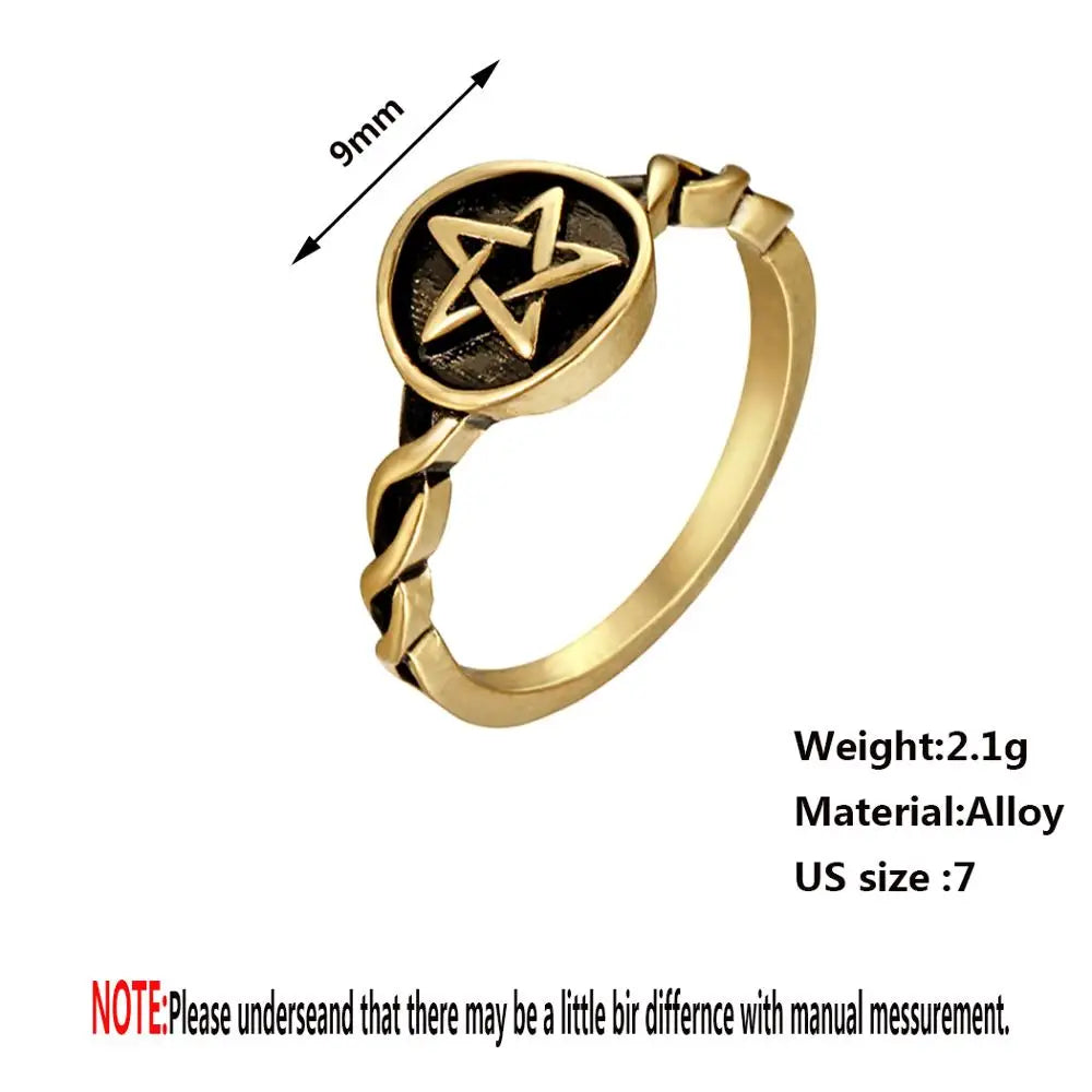 Todorova Retro Celtics Pentagram Star Pagan Ring, silver/gold